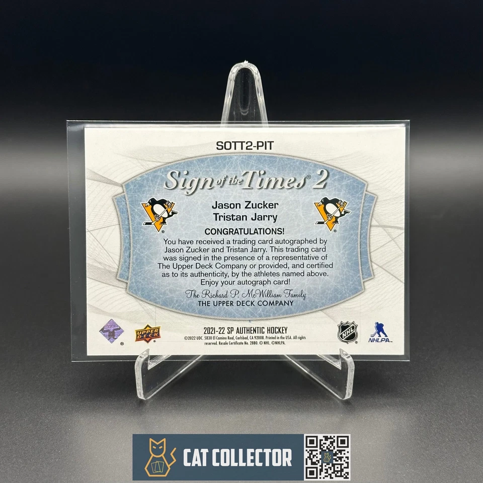 2021-22 SP Authentic J. ZUCKER / T. JARRY #SOTT2-PIT Sign of the Time 2 /25 - Image 2 of 4