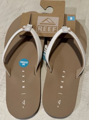 Reef Women s Solana White / Tan Flip Flop Sandals Size 8