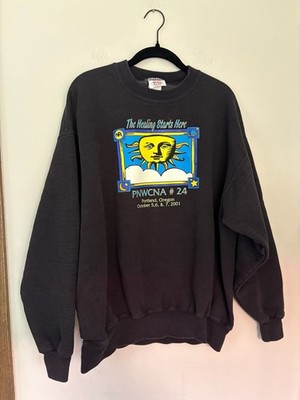 Vintage Y2K Narcotics Anonymous Portland 2001 Celestial Sun Crewneck Sweatshirt