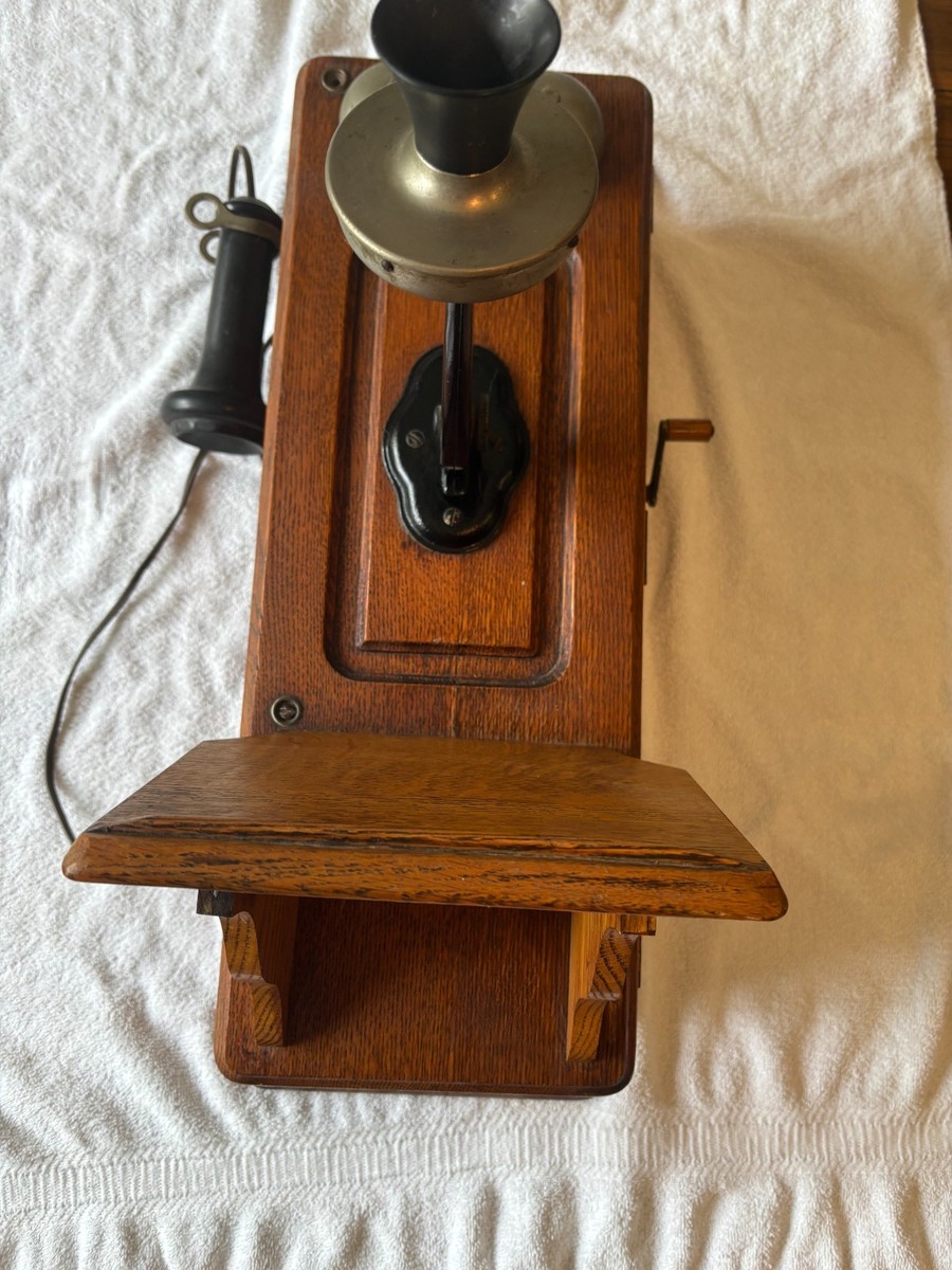 Kellogg Chicago Antique Crank Wooden Wall Telephone-Great