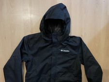 Columbia Boy's Black Hooded Shell Rain Windbreaker Jacket Travel Black M 10/12 
