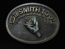 RA01148 VINTAGE 1970s Sii SMITH TOOL 3-D ROCK BIT OILFIELD BELT BUCKLE