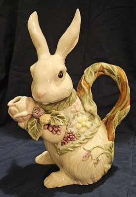 Fitz & Floyd Fauna and Flora 2003 Teapot Rabbit Tea Bunny Spring  RARE