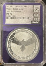 2024 P125 Wedge-Tailed Eagle MS70 10th Anniversary 1 oz PURPLE BERT LABEL