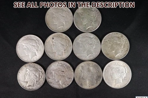 NobleSpirit Excellent 1922 - 1935 10x Silver Peace Dollar Half Roll to AU
