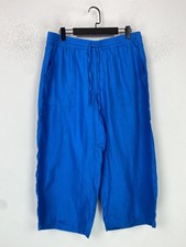 Lands' End Blue Plain Casual High Rise Drawstring Cropped Trousers Petite M