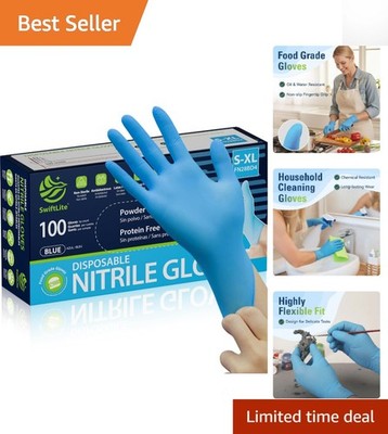 Handy Blue Nitrile Gloves - Stretchable, Waterproof, and Food Safe for All Tasks