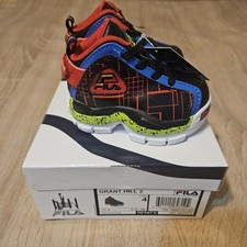 Fila Size 4 Toddler Grant Hill 2 Sneakers New Black Red Blue Box Shows Wear
