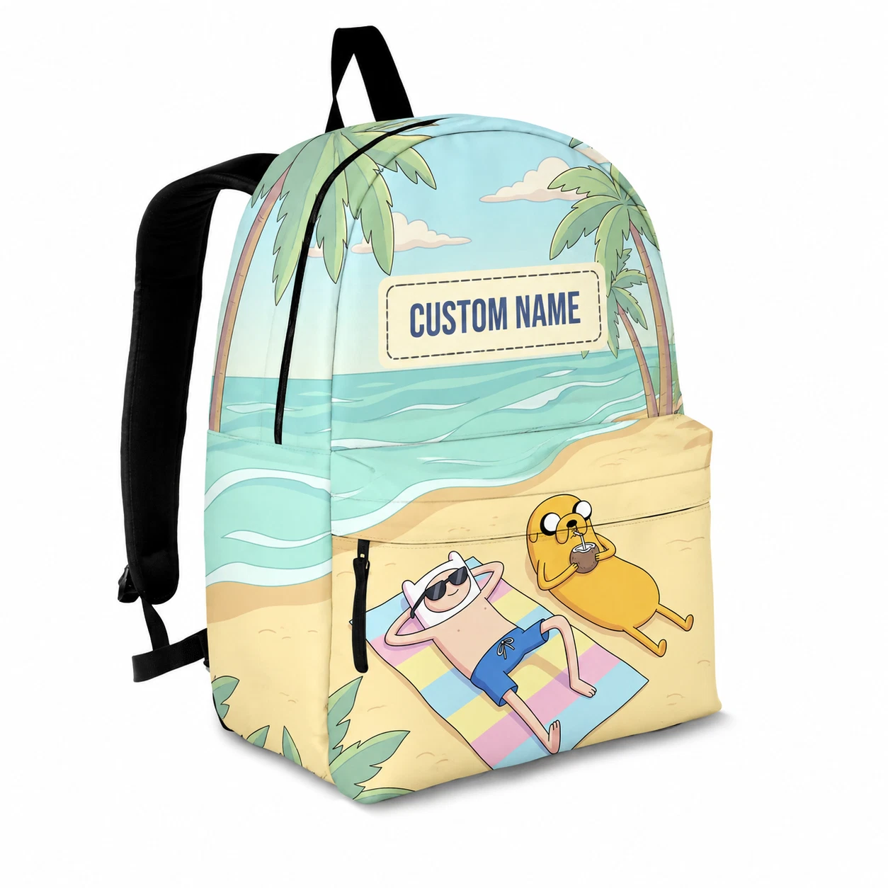 Personalized Summer Beach Backpack Custom Name Cute Cartoon School Travel Bag