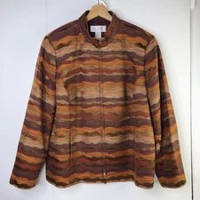 Vtg Elana By Tanner Women Full Zip Jacket Size 16 Fall Autumn Abstract Academia