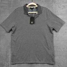 TED BAKER LONDON Men's Striped Polo Shirt Grey White Short Sleeve Cotton Size 4