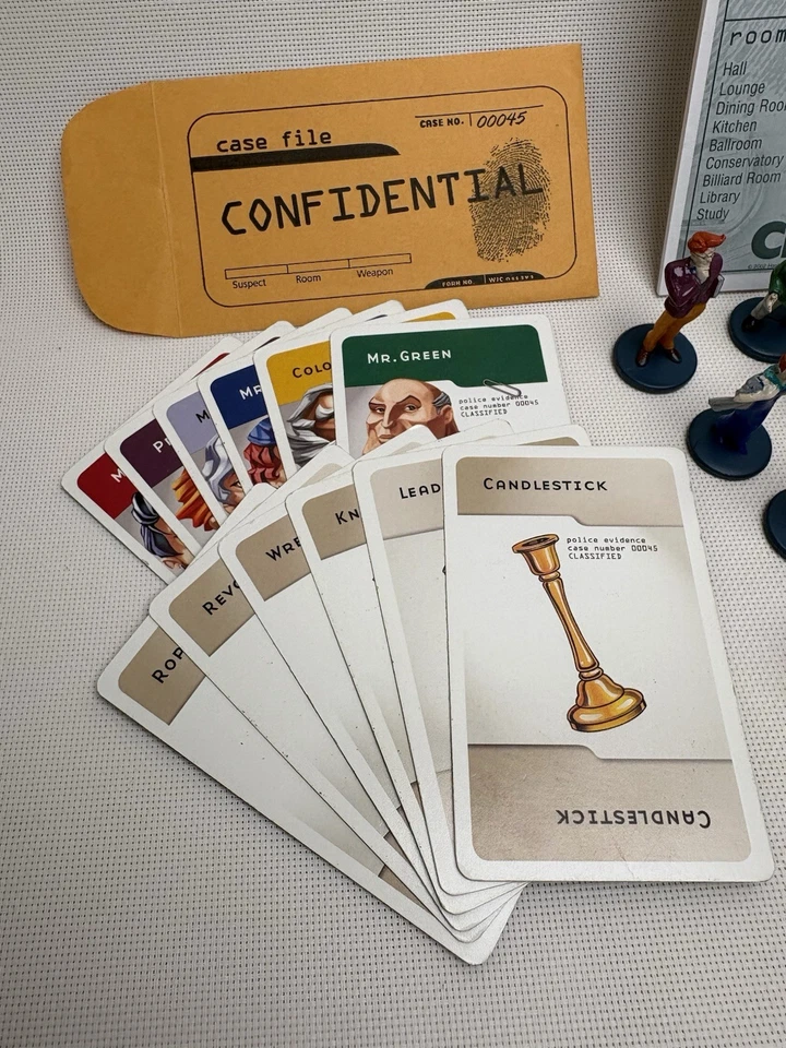 Clue Game Parts Pieces 2002 Cards Envelope Weapons People - Image 2 of 4
