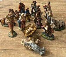 Vintage Italian Nativity Set 16 Pieces Papier...