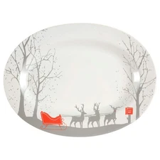 222 Fifth Red Sleigh Oval Serving Platter 10409077