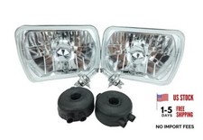 H6054 7"x6" Chrome Housing Diamond Cut Headlights Replacement Glass H4 7x6