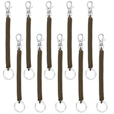 10Pcs Retractable Coil Springs Keychain Spiral Cord Coil Keychain Coffee 