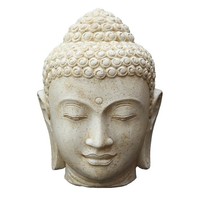 Buddha Kopf BüSte Groß 75Cm Steinfigur Deko Garten Weiß Antik Frostfest
