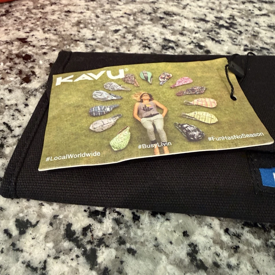 KAVU Mondo Spender Tri-fold Wallet Clutch Black Canvas One Size Travel Organizer - Imagem 4 de 4