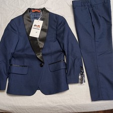LAMGOOL Size 4 Two Piece Blue Tuxedo For Kids