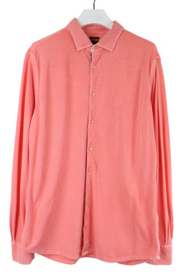 Henry Cotton's Slim Fit Camicia Hemd Herren 2XL Koralle Geknöpft Lang Arm Spread