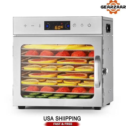 Commercial Food Dehydrator 8 Trays Meat Fruit Dehydrator Dryer Stainless 13.2L