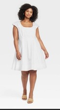 Women's Corset Woven Mini A-Line Dress - A New Day White 17: Cotton Poplin