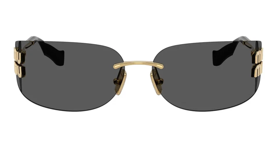 Gafas de sol Miu Miu MU A51S 5AK5S0 unisex rectangulares en dorado con lente gris 100 % UV Foto 2 de 4