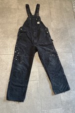 Vintage Carhartt Overalls Double Knee Black USA Made 40x34 Paint Distressed