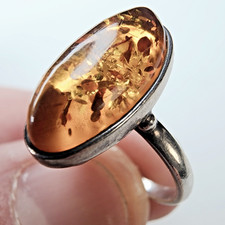Baltic Amber Sterling Silver 925 Ring Size 5 3/4 Vintage