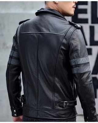 Men Leon Kennedy Biker Resident Evil 6 Black Gaming Café racer