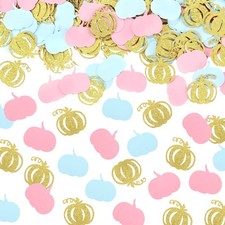 500 PCS Fall Gender Reveal Pumpkin Confetti Gold Blue Pink Baby Shower Decor