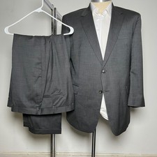 Jos. A. Bank Suit Mens 48L 42x30.5 Charcoal Gray Solid 100 Wool 2-Button Formal