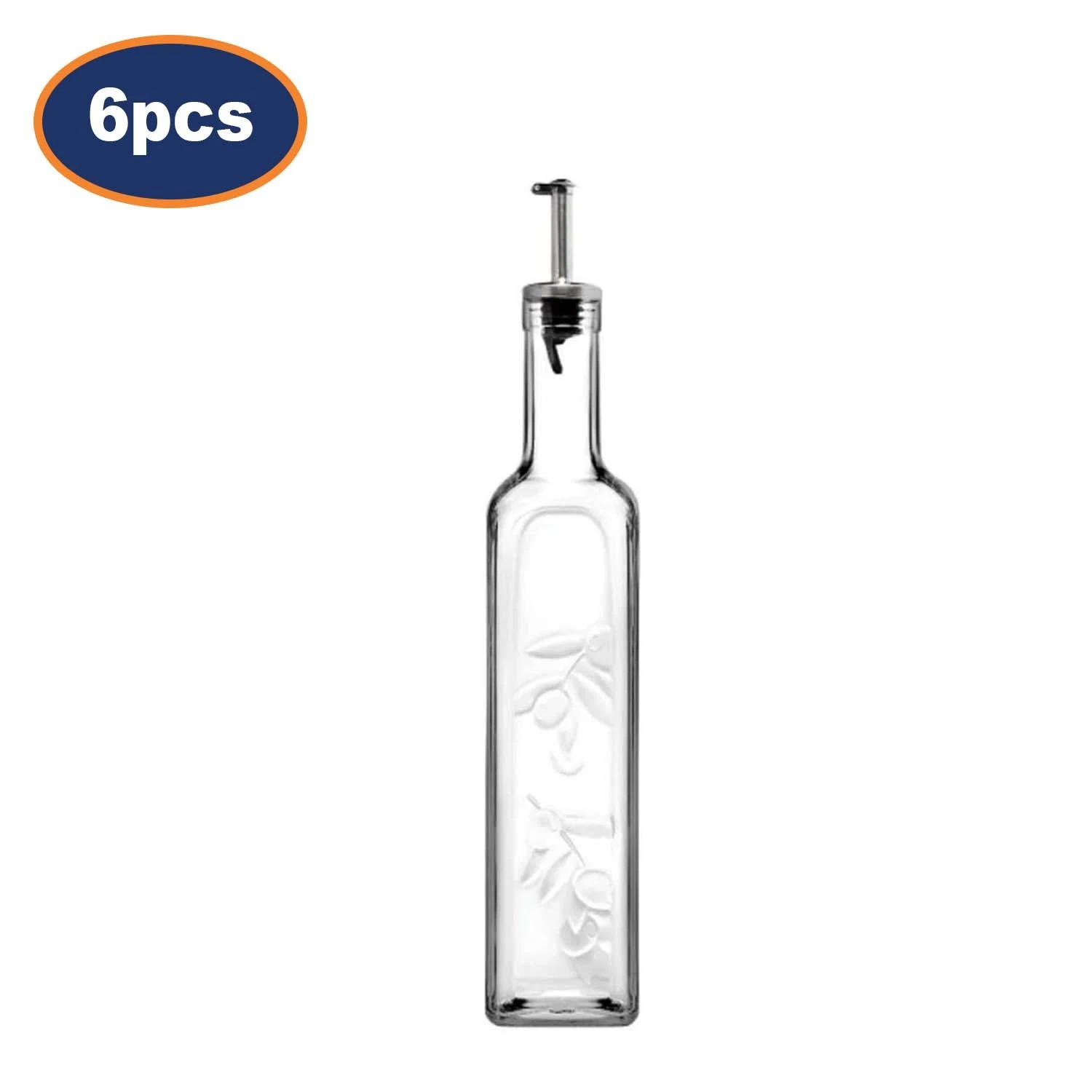 Oil Vinegar Dispenser 500ml Glass Storage Bottle with Metal Pourer Oil Jar 6Pcs