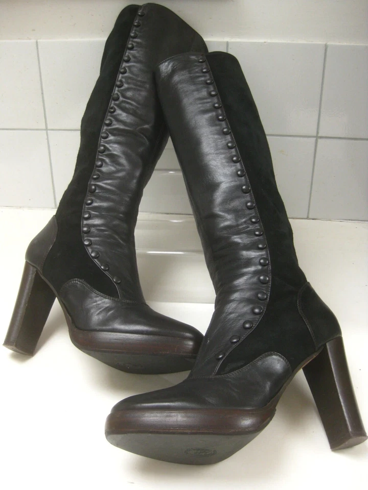 HOBBS NW3 BOOTS 41 knee high retro steampunk ladies leather victorian 7.5 8