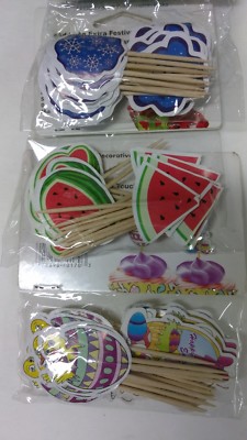 LOT OF 3~ACME INTL DECORATIVE PICKS ASSORTED (24 CT EACH)