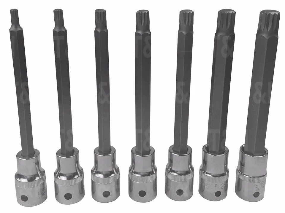 BERGEN Extra Long SPLINE BIT Socket Set 1/2"Dr Triple Square Spline Sockets-M16 - Image 4 of 4