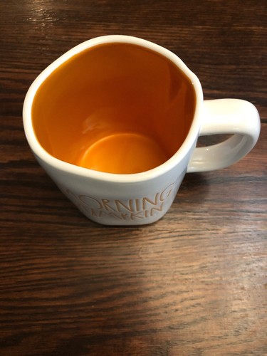 Rae Dunn MORNING PUMPKIN Mug New 2019 Ceramic Halloween White And Orange RARE - Picture 2 of 4