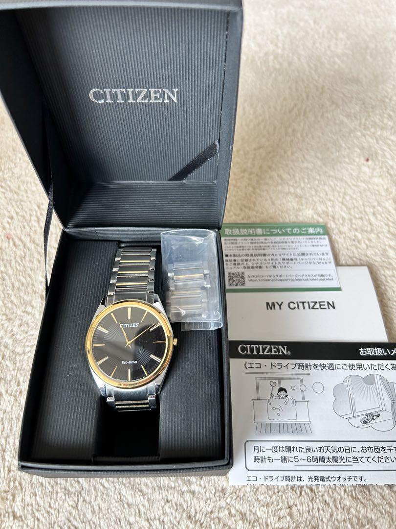 Citizen Eco-Drive AR3074-54E 腕時計 Citizen Eco-Drive Solar AR3074-54E Black Dial SS Gold Analog