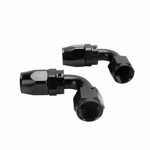2Pcs 90° 90Degree Swivel Hose Line End Fitting Adaptor Fuel Oil AN10 10AN Black - Picture 10 of 11