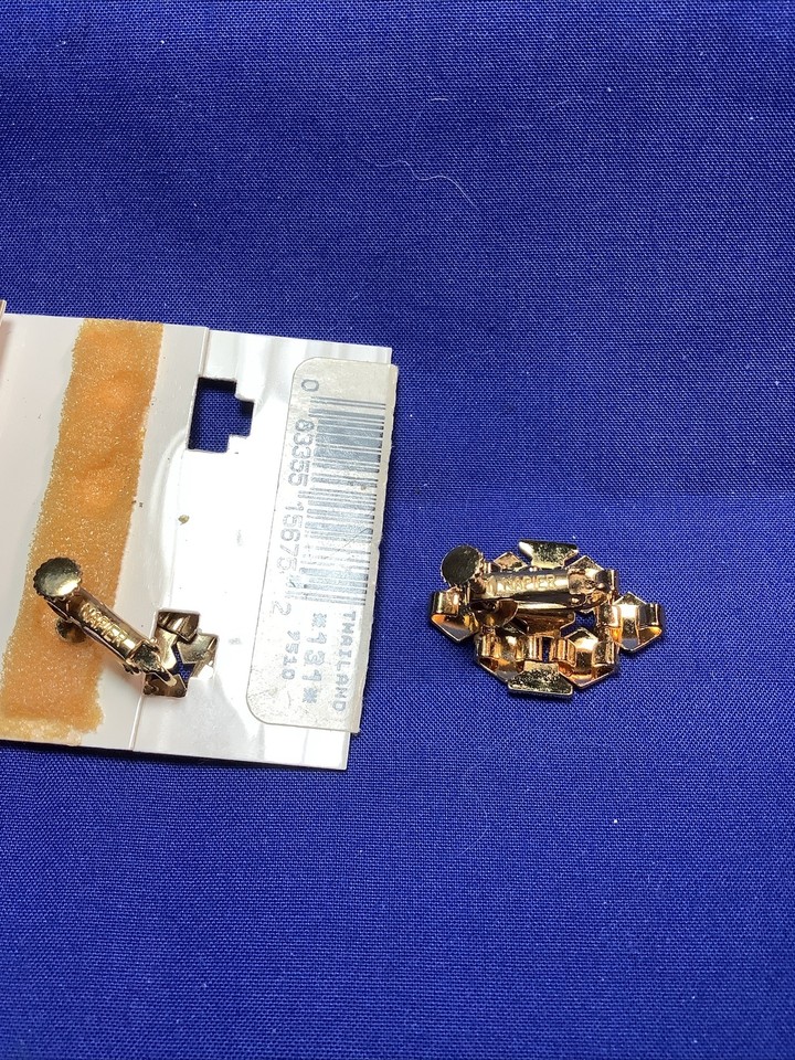 NAPIER Vintage Gold Tone Clip on Screw Back Earrings Classic Crisscross