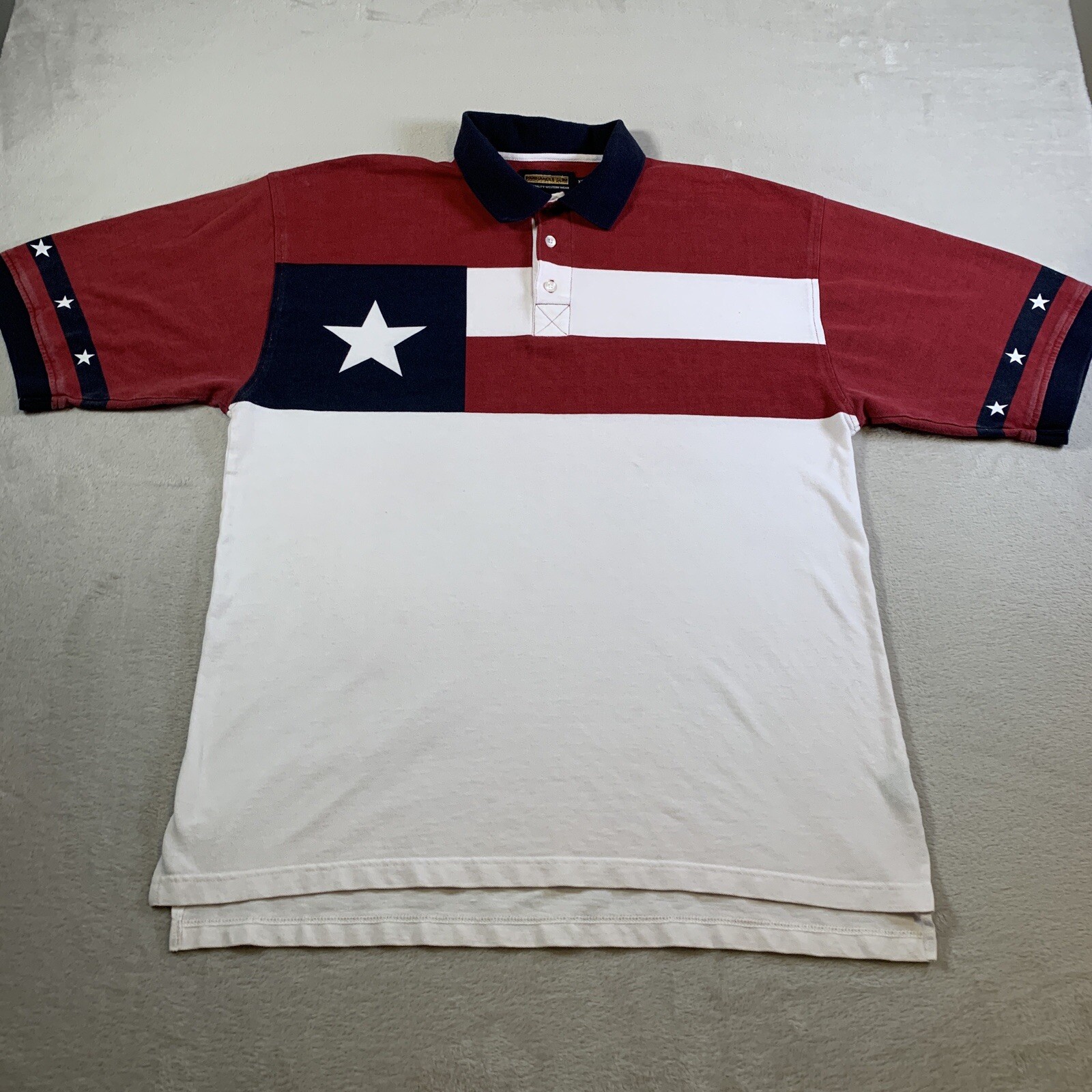 Vintage Panhandle Slim Shirt Mens 2XL Polo USA Texas Flag 90s Short Sleeve XXL
