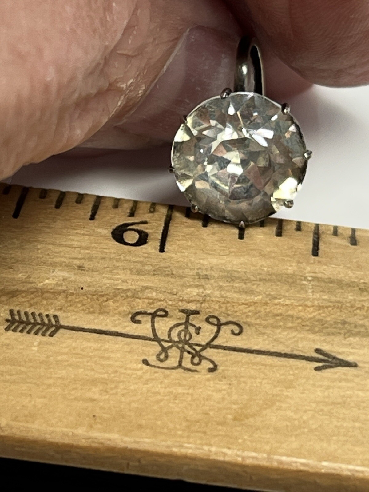 Large Sterling Rhinestone Solitaire Earrings, Pro… - image 7