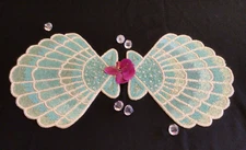 2 COASTAL Beaded Scallop Shell Placemats Centerpiece Table runner