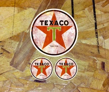 Distressed Texaco Round Gas Oil Vintage Vinyl Decal Sticker 3 for 1 - Pick Style