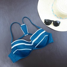 Shade  Shore Bikini Halter Top Size 38C Blue Padded Push-up Underwire