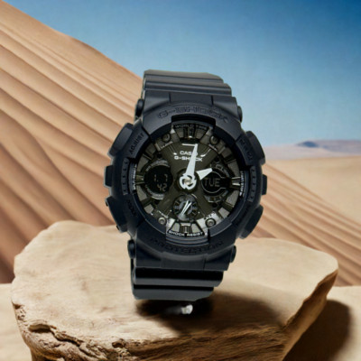 Casio GMAS120MF-1A G-Shock Analog Digital Dial Black Resin Band Watch New