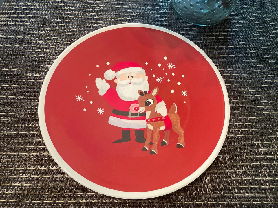 Plato de vacaciones Pottery Barn Rudolph Reno Santa Navidad ¡Fiesta de regalo Disney! Foto 4 de 4