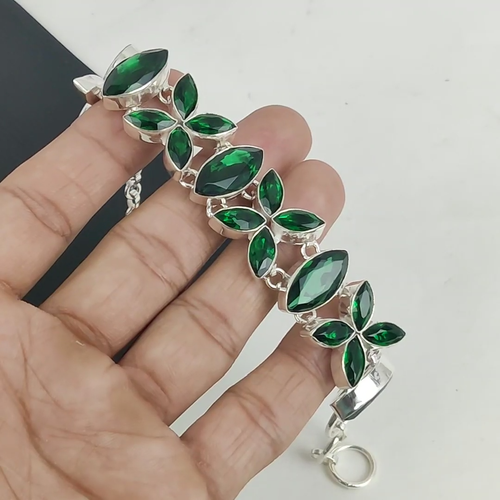 Green Tourmaline Gemstone Bracelet 925 Sterling Silver Jewelry For Wedding Gifts - Video 1 of 1