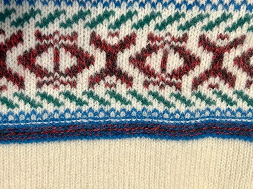 Vintage NWT Cambridge Classics Mervyns Cream Tribal Sweater Purenew Wool Mens L - Picture 2 of 10