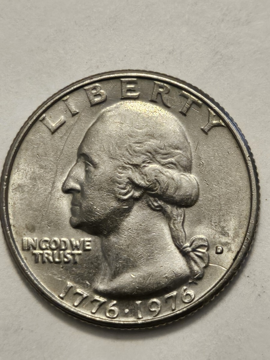 1776-1976 D US Bicentennial Quarter,ERROR filled Mint Mark